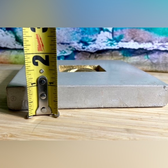 Signed Concrete Tile Art Gold Leaf Intaglio Style Wall Hanging Eye Sculpture - Picture 6 of 11